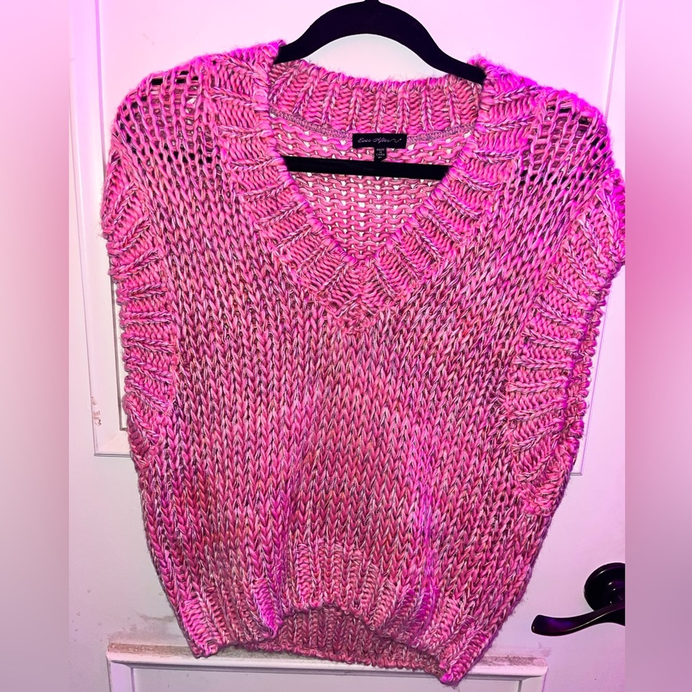 NWOT Ever After. Pink and purple knitted sweater vest. Cap sleeves.